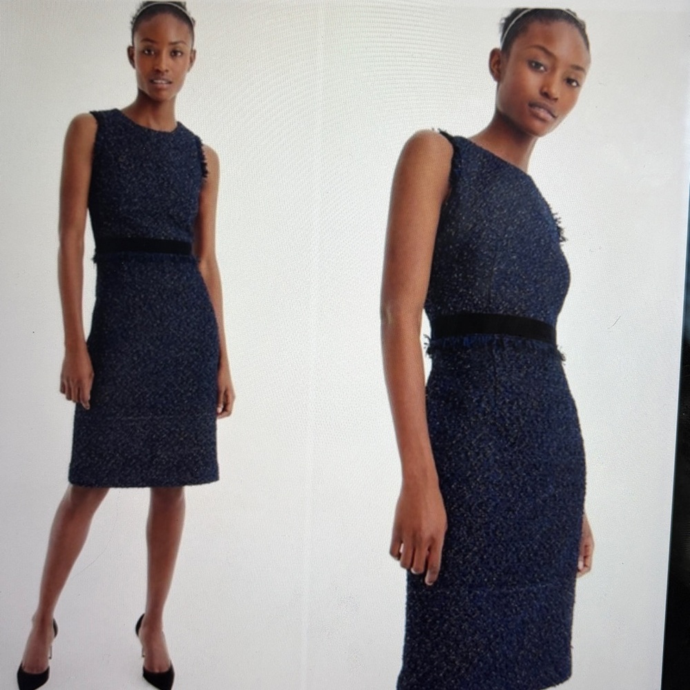J. Crew Sparkle Sheath Navy Tweed Dress, 00